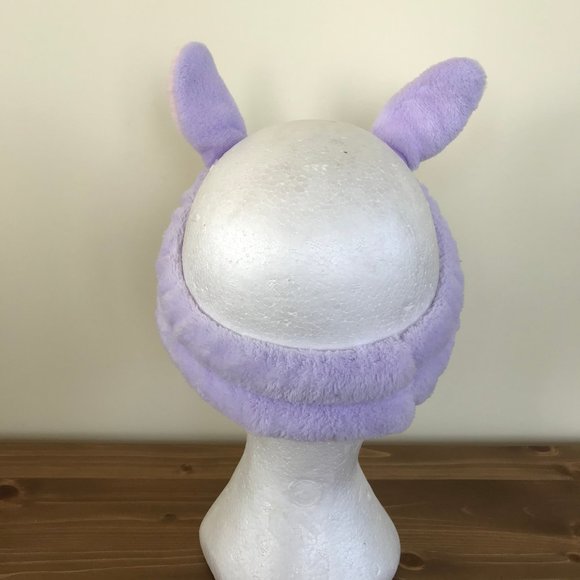 Soft Plush Bunny Ear Stretch Headband Lilac Purple with Pastel Pink - Picture 3 of 6